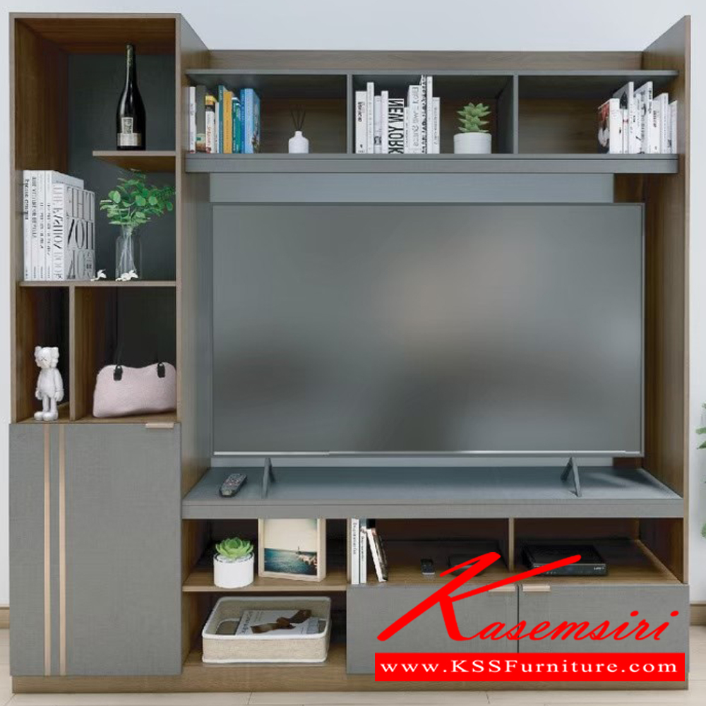 19066::EU-0006::โฮมเธียร์เตอร์ โอลีฟ Olive home Theater  รุ่น EU-0006 ขนาด ก2000xล400xส2000มม. วางทีวีได้ถึง 60 นิ้ว (ไวท์เมเปิ้ล/แซน,มอคค่า/กราไฟท์) อิมเมจ ตู้วางทีวี