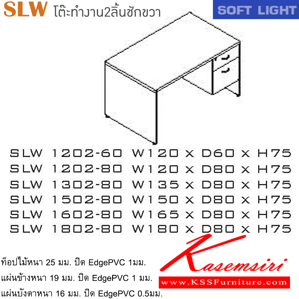 05030::SLW(โต๊ะ2ลิ้นชักขวา)::โต๊ะสำนักงานเมลามิน รุ่น SOFT LIGHT โต๊ะ 2 ลิ้นชักข้างขวา เลือกสีลายไม้ได้ ประกอบด้วย SLW-1202-60/SLW-1202-80/SLW-1302-80/SLW-1502-80/SLW-1602-80/SLW-1802-80 โต๊ะสำนักงานเมลามิน ITOKI อิโตกิ โต๊ะสำนักงานเมลามิน
