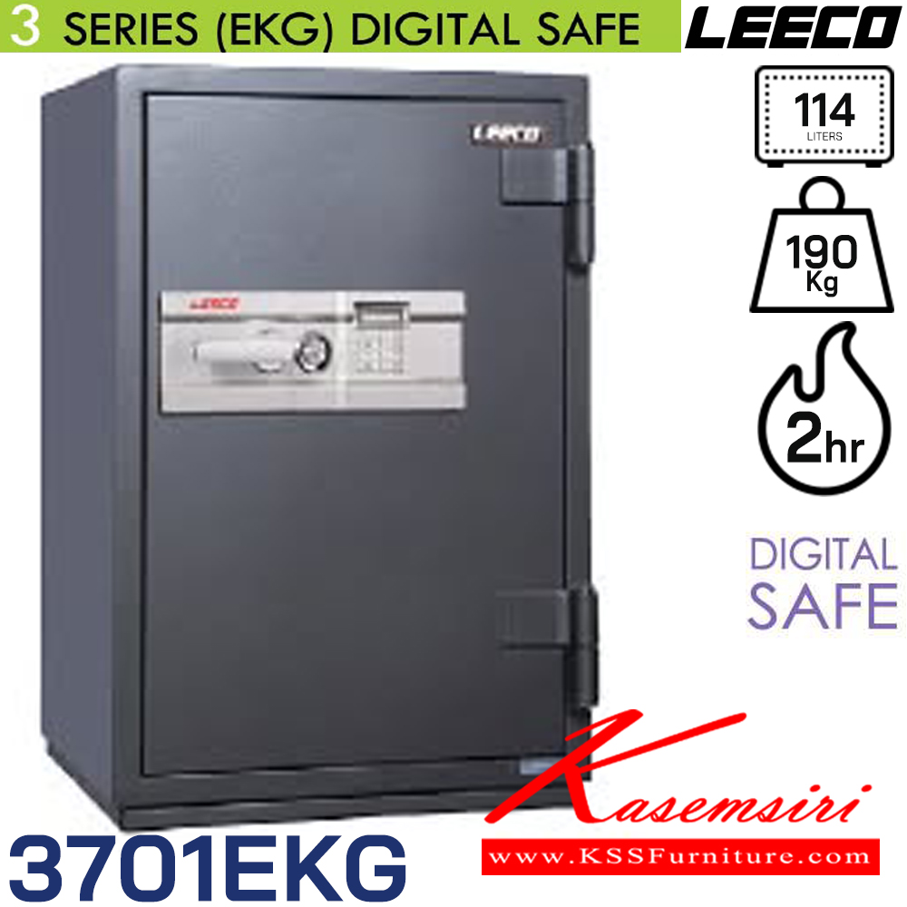 53057::3701EKG:: น้ำหนัก 190 kg. ขนาดภายนอก 590x592x890 มม. ขนาดภายใน 450x355x720 มม. ความจุ 114 liters ทนไฟได้ 2 hrs. DIGITAL SAFE ลีโก้ ตู้เซฟ
