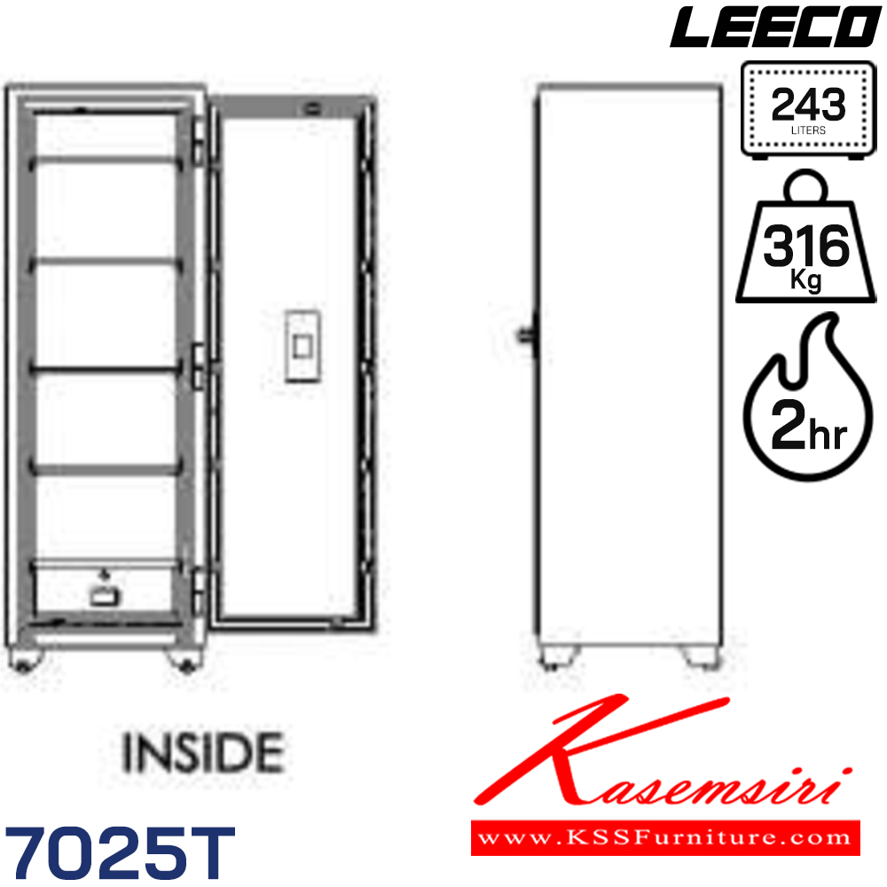 70062::7025T::ตู้นิรภัยขนาดใหญ่ทรงสูง น้ำหนัก 316 kg ขนาดภายนอก 590x600x1750 มม. ขนาดภายใน 450x355x1534  มม. ทนไฟได้2hr ภายใน4ชั้น1ลิ้นชักพร้อมกุญแจ ความจุ243ลิตร สามารถใส่ปืนขนาดยาวได้ ลีโก้ ตู้เซฟ