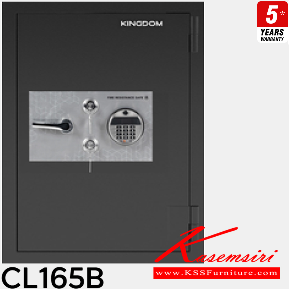 02055::CL165B::ตู็นิรภัยสีดำ น้ำหนัก 165 kg. ขนาดภายนอก 578x545xส750มม. ขนาดภายใน 402x400x574มม. ความจุ92ลิตร ป้องกันไฟ 2 ชั่วโมง ปลดล็อคด้วยลายนิ้วมือหรือกดรหัสดิจิตอลและบิดกุญแจ พร้อมลิ้นชักล่าง,อุปกรณ์ยึดพื้น,แบตเตอรี่สำรอง,2กุญแจ,กุญแจฉุกเฉิน