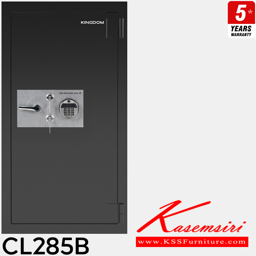 45053::CL285B::ตู็นิรภัยสีดำ น้ำหนัก 285 kg. ขนาดภายนอก 650x545xส1225มม. ขนาดภายใน 474x400x1049มม. ความจุ199ลิตร ป้องกันไฟ 2 ชั่วโมง ปลดล็อคด้วยลายนิ้วมือหรือกดรหัสดิจิตอลและบิด2กุญแจ พร้อมลิ้นชักล่าง,อุปกรณ์ยึดพื้น,แบตเตอรี่สำรอง,2กุญแจ,กุญแจฉุกเฉิน