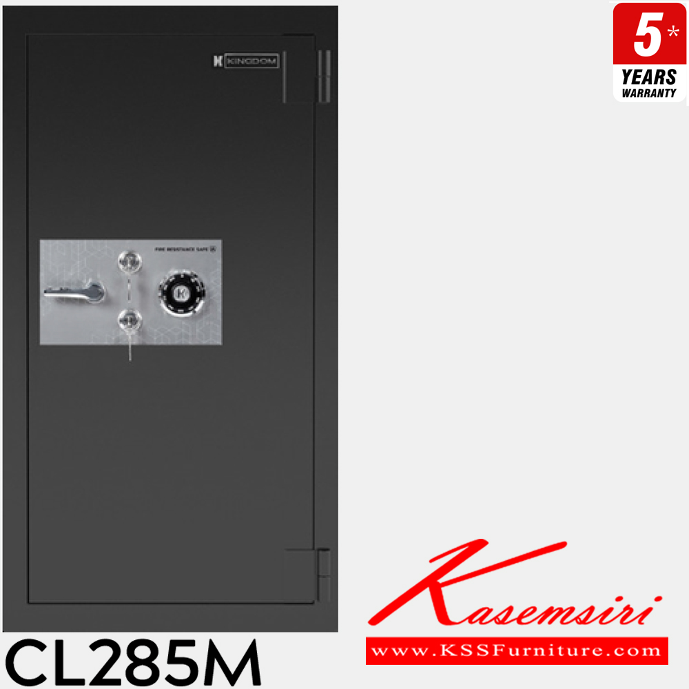 91013::CL285M::ตู็นิรภัยสีดำ น้ำหนัก 285 kg. ขนาดภายนอก 650x545xส1225มม. ขนาดภายใน 474x400x1049มม. ความจุ199ลิตร ป้องกันไฟ 2 ชั่วโมง ปลดล็อคด้วยรหัสหมุนและบิด2กุญแจ ลิ้นชักล่าง,2แผ่นชั้นปรับระดับ,2กุญแจ ลัคกี้ ตู้เซฟ