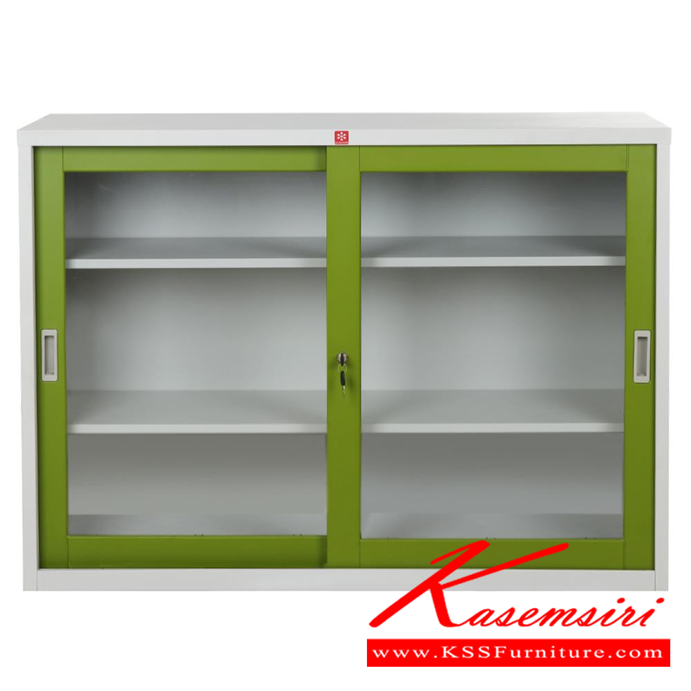 15002::KSG-120-GG(เขียว)::ตู้เอกสารเหล็ก บานเลื่อนกระจก 4ฟุต GG(เขียว) ขนาด 1188x408x877 มม. (กxลxส) ลัคกี้เวิลด์ ตู้เอกสารเหล็ก ลัคกี้เวิลด์ ตู้เอกสารเหล็ก