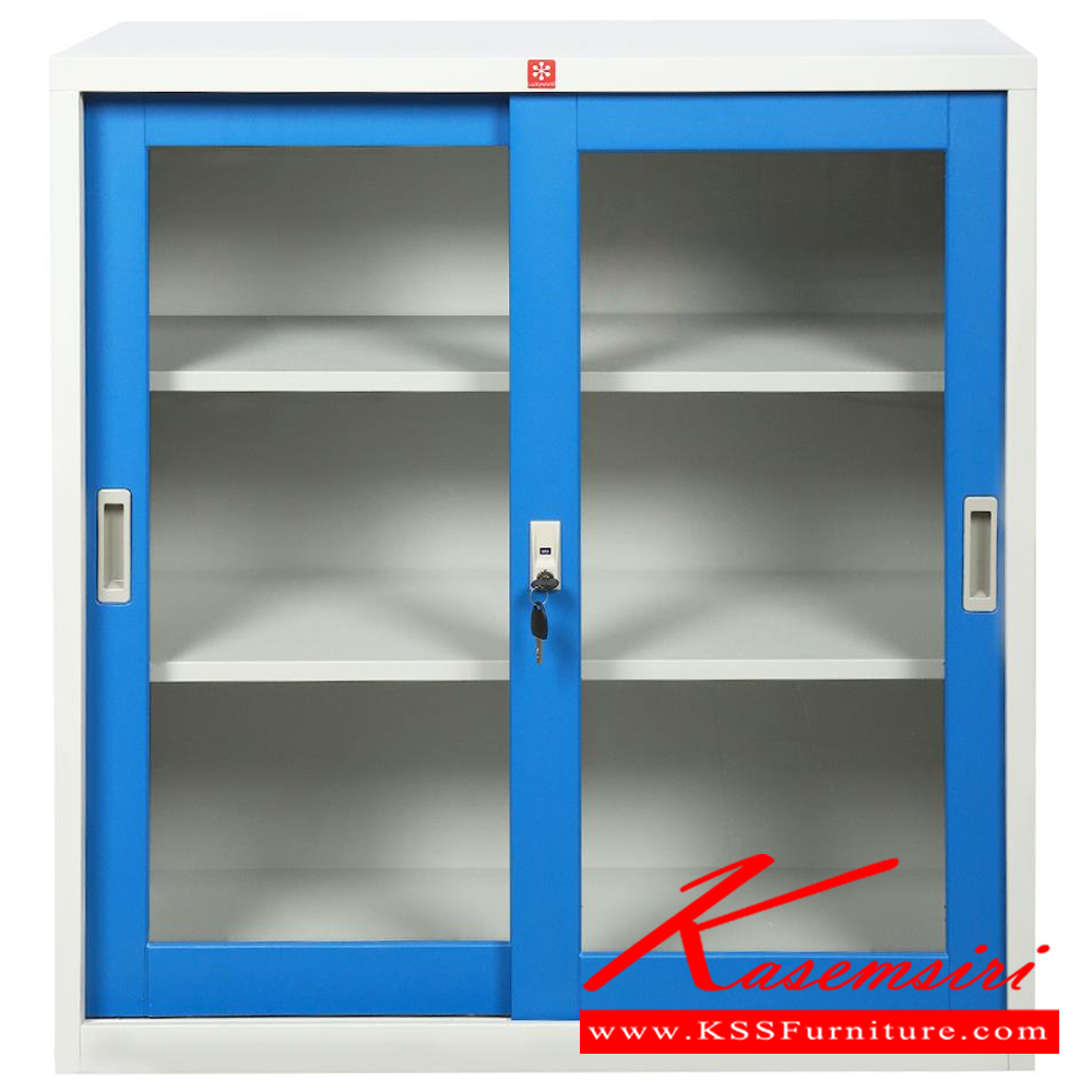 15454445::KSG-90-RG(น้ำเงิน)::ตู้เอกสารเหล็ก บานเลื่อนกระจก 3ฟุต RG(น้ำเงิน) ขนาด 877x408x877 มม. (กxลxส) ลัคกี้เวิลด์ ตู้เอกสารเหล็ก ลัคกี้เวิลด์ ตู้เอกสารเหล็ก