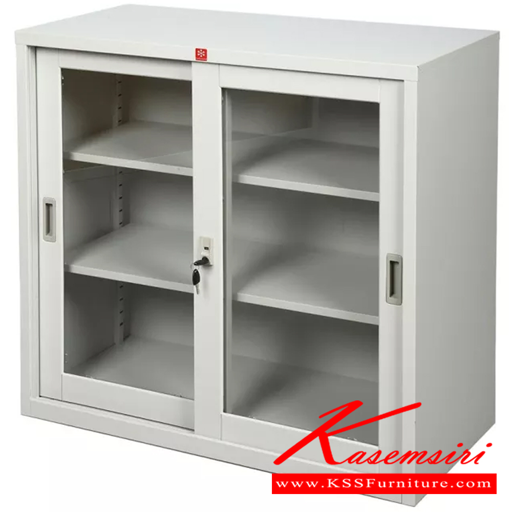 92454456::KSG-90-TG(เทาทราย)::ตู้เอกสารเหล็ก บานเลื่อนกระจก 3ฟุต TG(เทาทราย) ขนาด 877x408x877 มม. (กxลxส) ลัคกี้เวิลด์ ตู้เอกสารเหล็ก ลัคกี้เวิลด์ ตู้เอกสารเหล็ก