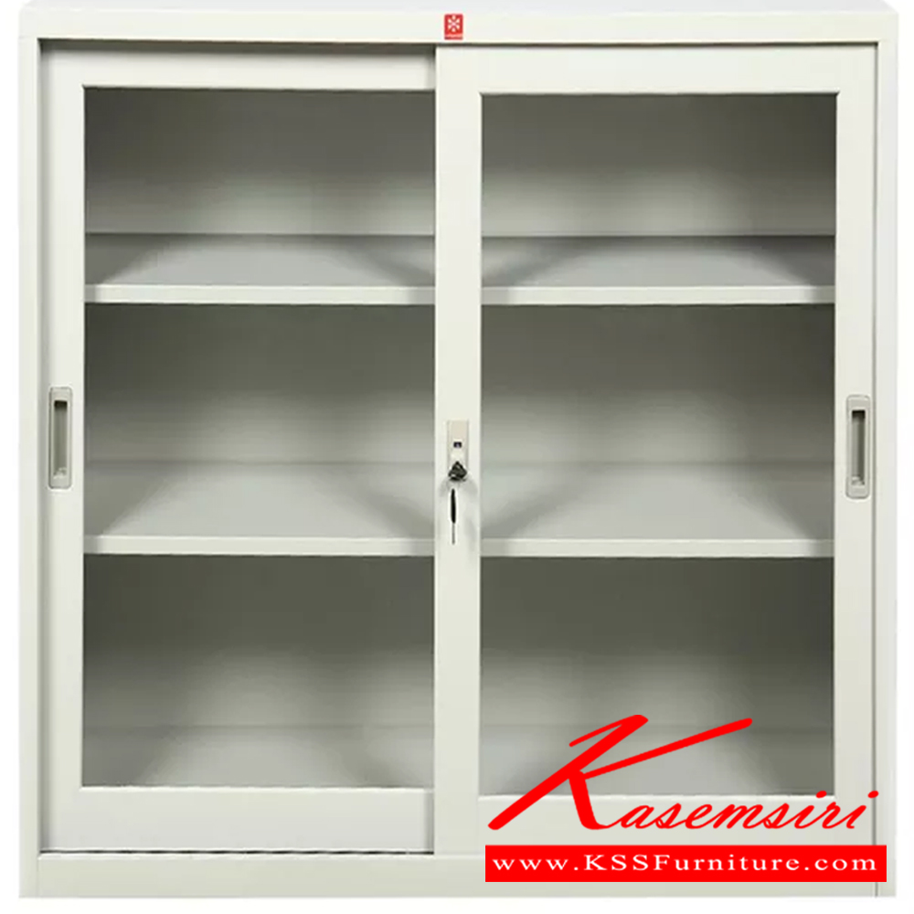 92454456::KSG-90-TG(เทาทราย)::ตู้เอกสารเหล็ก บานเลื่อนกระจก 3ฟุต TG(เทาทราย) ขนาด 877x408x877 มม. (กxลxส) ลัคกี้เวิลด์ ตู้เอกสารเหล็ก ลัคกี้เวิลด์ ตู้เอกสารเหล็ก