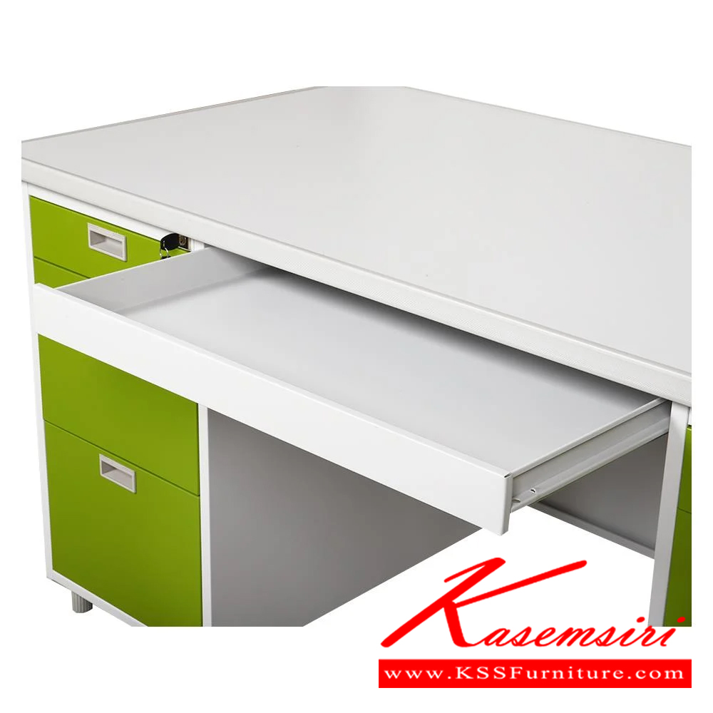 29034::DX-52-33-GG(เขียว)::โต๊ะทำงานเหล็ก 1.6 เมตร ขนาด 1595x795x740 มม. (กxลxส) โต๊ะทำงานหน้าโต๊ะพ่นสีอีพ๊อกซี่ ลัคกี้เวิลด์ โต๊ะทำงานเหล็ก