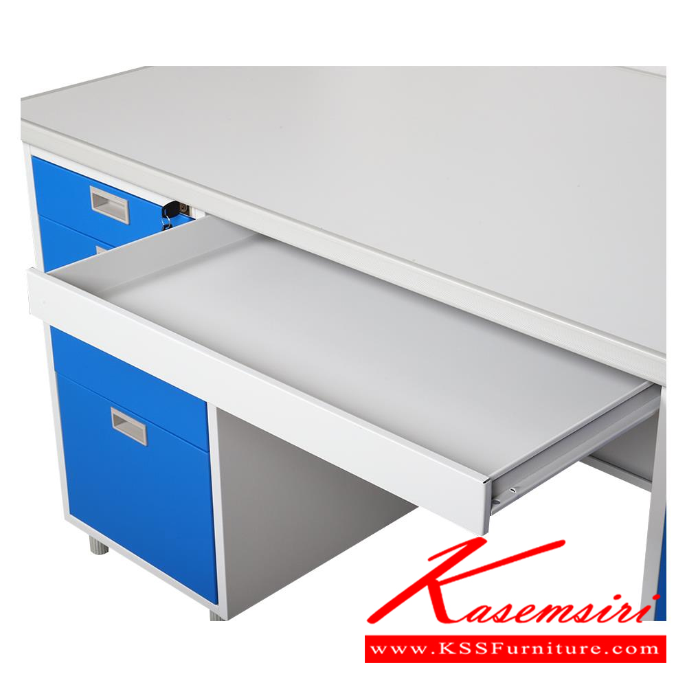 91026::DL-52-33-RG(น้ำเงิน)::โต๊ะทำงานเหล็ก 1.6 เมตร ขนาด 1595x795x740 มม. (กxลxส)  หน้าTOPเหล็ก ปิดผิวด้วยลามิเนท ลัคกี้เวิลด์ โต๊ะทำงานเหล็ก ลัคกี้เวิลด์ โต๊ะทำงานเหล็ก