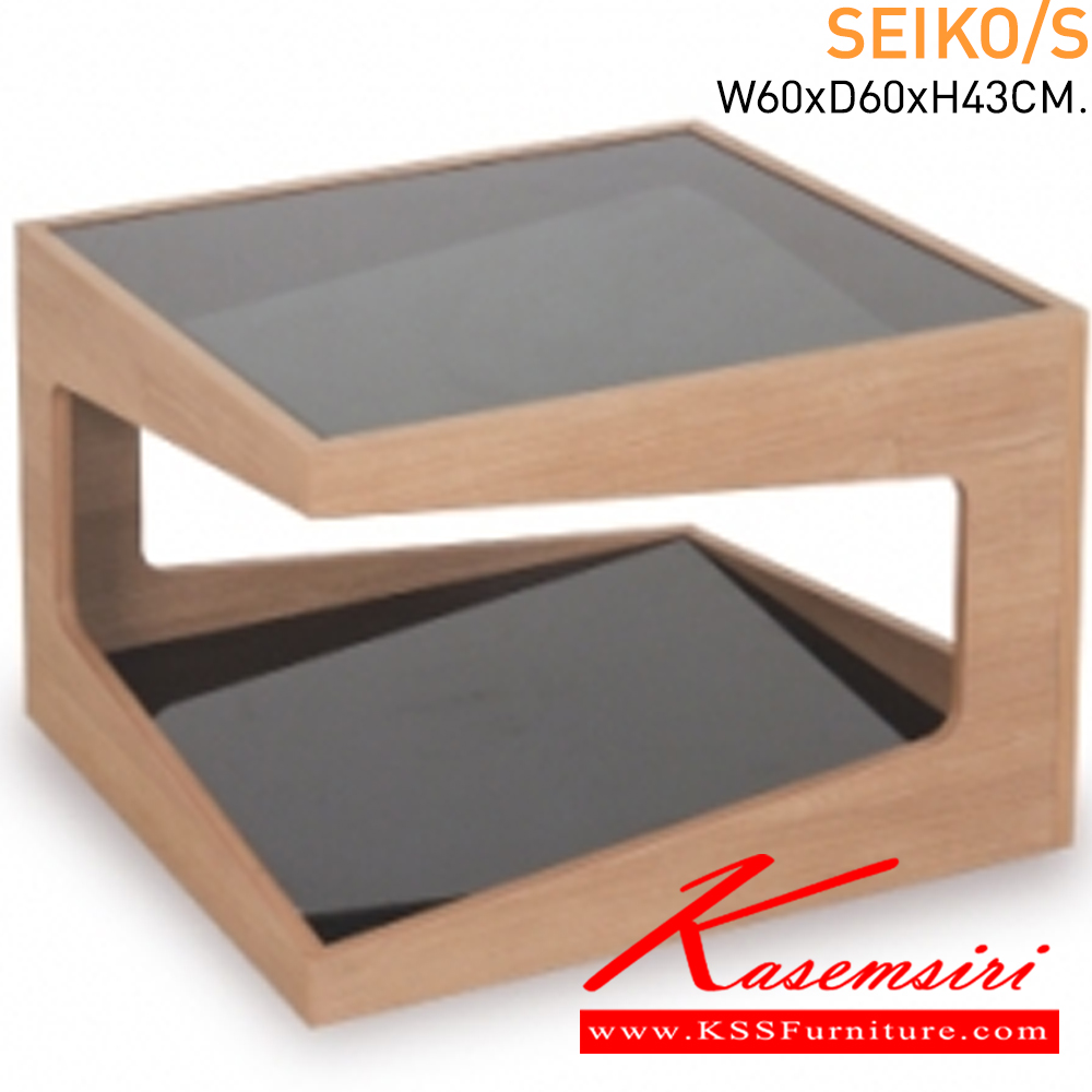 46033::SEIKO/S::A Mass sofa table with glass topboard and particle frame. Dimension (WxDxH) cm : 60x60x43