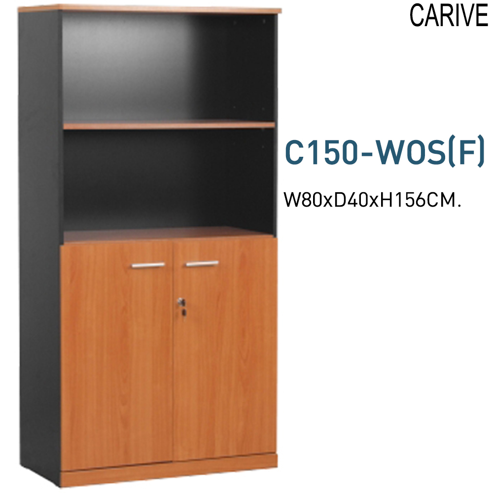 03059::C150-WOS-F::A Mono cabinet with melamine topboard and swing doors. Dimension (WxDxH) cm : 80x40x156. Available in Cherry-Black