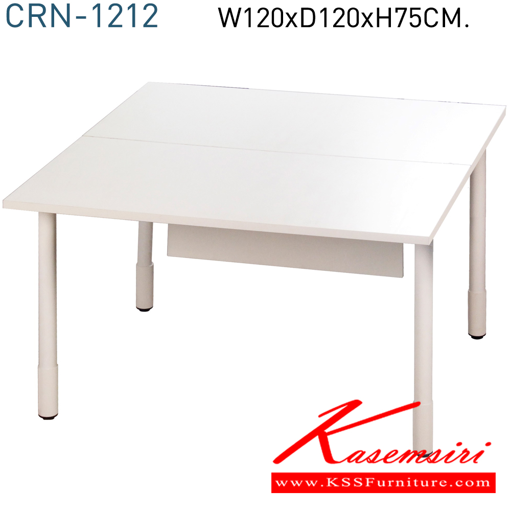 62098::CORON-SET1::A Mono melamine office table with white melamine topboard and white steel base. Dimension (WxDxH) cm : 180x120x113