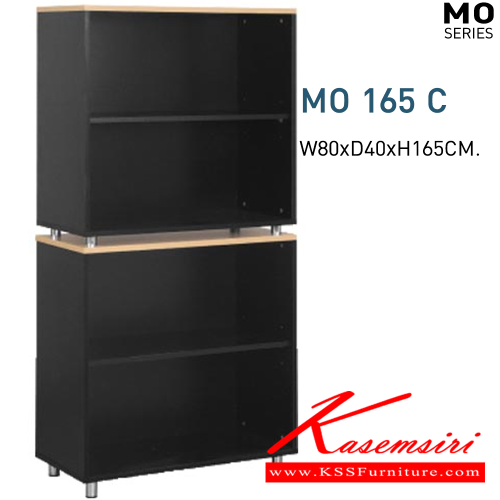 01014::MO165C::A Mono cabinet with open shelves and steel adjustable base. Dimension (WxDxH) cm : 80x40x165. Available in Cherry-Black, Maple-Black, Maple-Grey and White