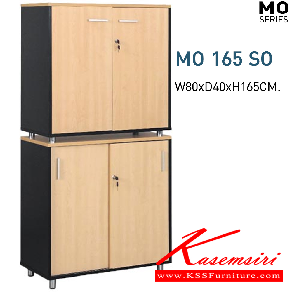 65060::MO-165-SO::A Mono cabinet with melamine topboard, upper swing doors, lower sliding doors and chrome plated adjustable base. Dimension (WxDxH) cm : 80x40x165. Available in Cherry-Black, Maple-Black, Maple-Grey and White