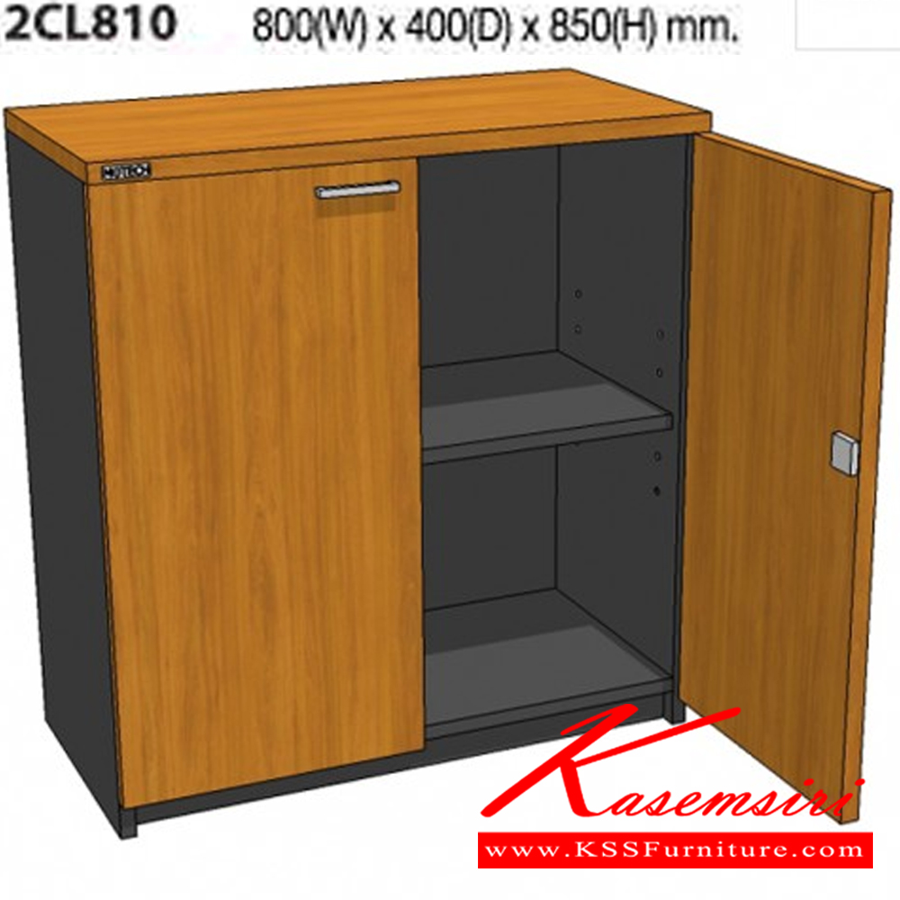 31097::2CL810::A Mo-Tech cabinet with double swing doors. Dimension (WxDxH) cm : 80x40x85. Available in 3 colors: Light Grey, Cherry-Dark Grey and Whitewood-Dark Grey