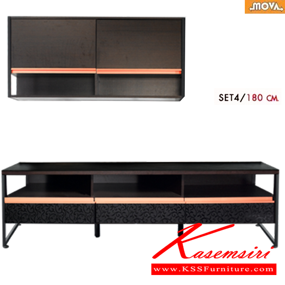 39023::MOVA-LIVING-SET4::ชุดวางทีวี 180 ซม. ประกอบด้วย PMW-121 ตู็แขวนผนัง 120 ซม.2บานเปิด และ PC-1032 ตู้วางทีวี 180 ซม. ขนาด180.0X40.4X44.5CM. พรีลูด ตู้วางทีวี