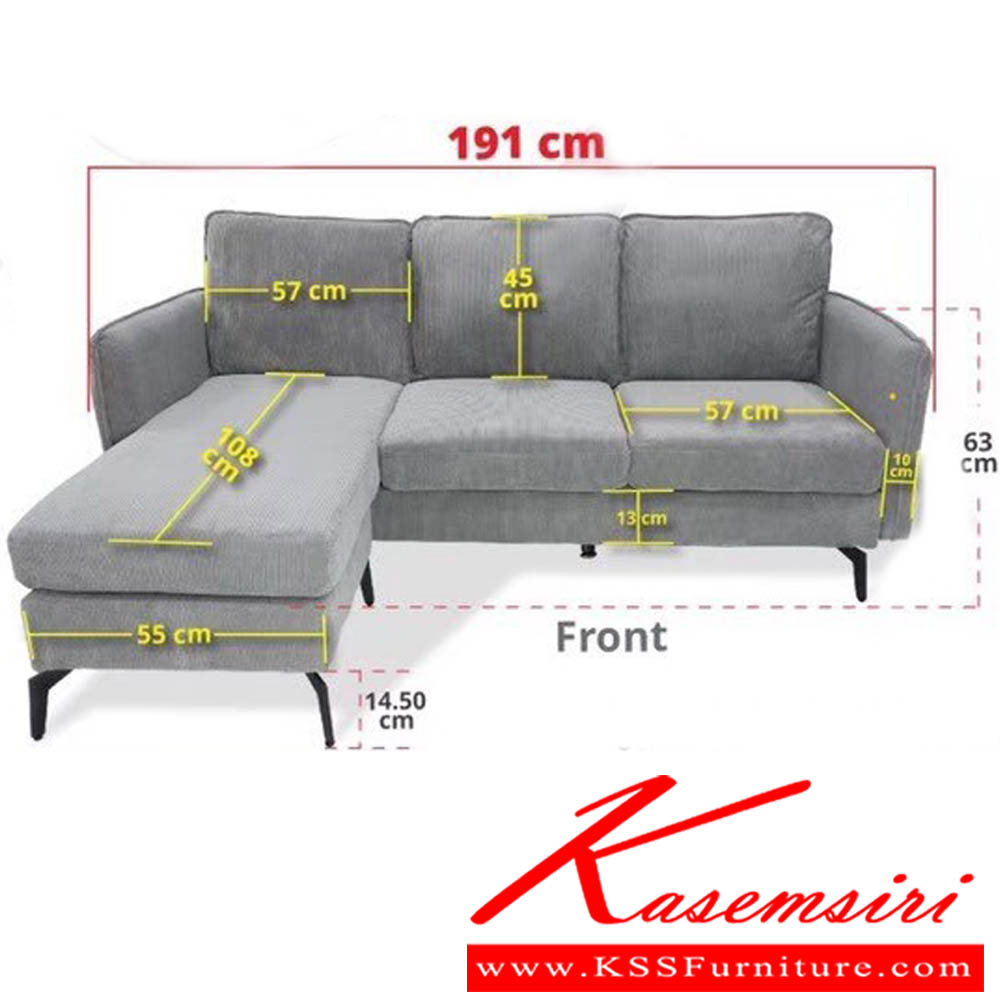 66036::PA-6501::โซฟา L-Shape HAIFOSS มีให้เลือก 2สี คือสีเทา และสีเขียว ขนาดW191.00x D134.00x H84.00 cm. พรีลูด โซฟาชุดใหญ่