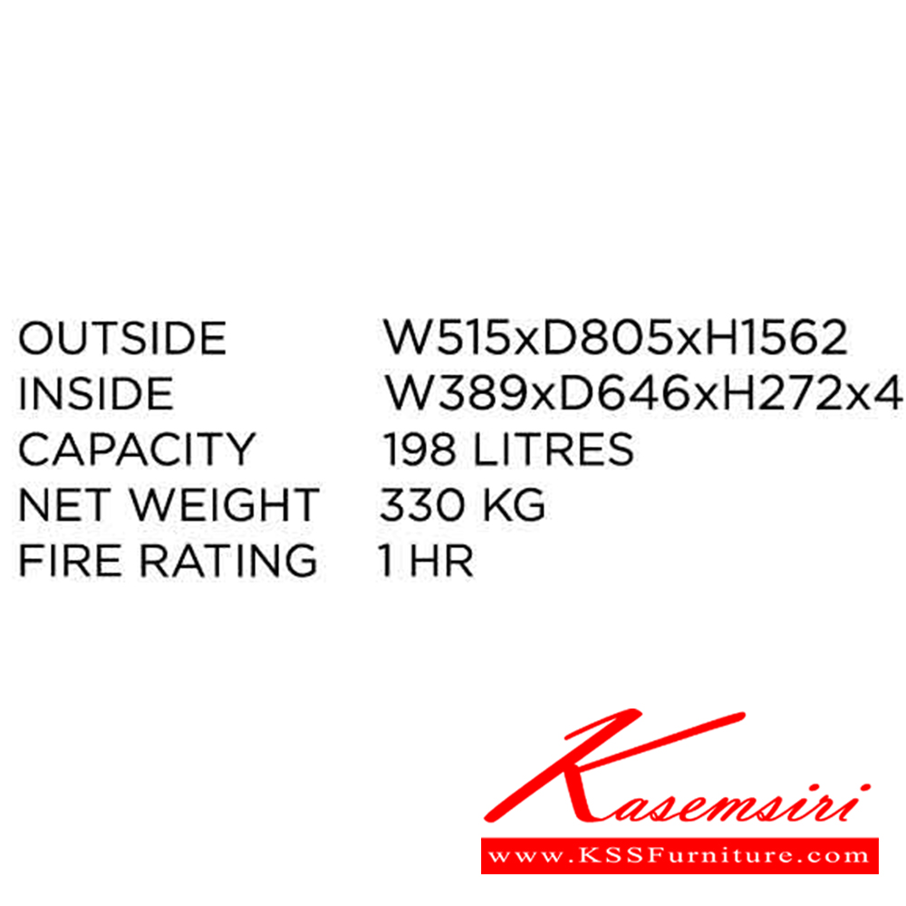 09044::FRC440::ตู้นิรภัยรหัสหมุน รุ่น FRC440
น้ำหนัก 330 กิโลกรัม
ขนาดภายนอก 515x805x1562 มม.
ขนาดภายใน 389x646x272 มม. ตู้เซฟ เพรสซิเด้นท์