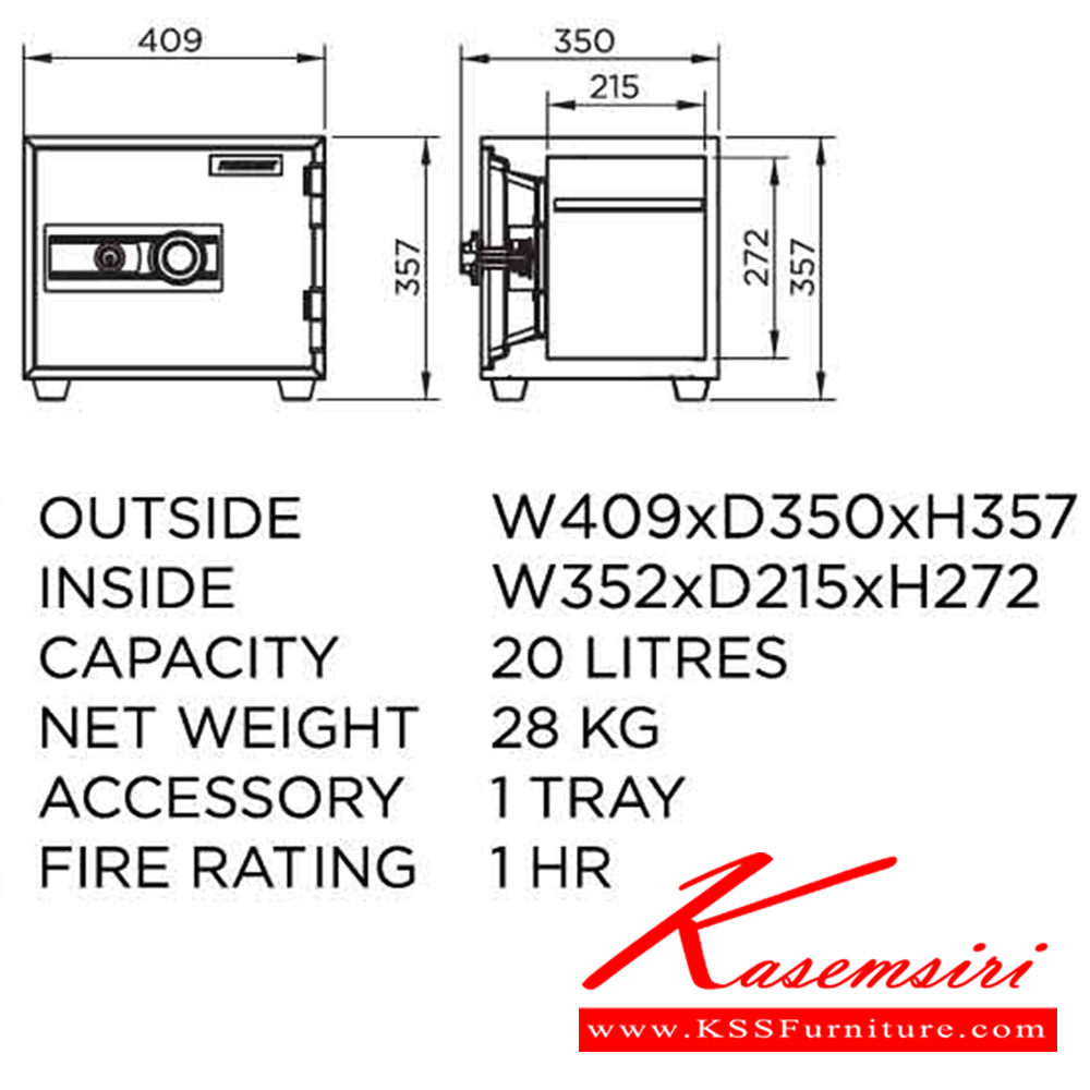 49063::LS1::ตู้นิรภัยรหัสหมุน รุ่น LS1
น้ำหนัก 28 กิโลกรัม กันไฟ พร้อมกุญแจ2ดอก
ขนาดภายนอก 409x350x357 มม.
ขนาดภายใน 352x215x272 มม. ตู้เซฟ เพรสซิเด้นท์