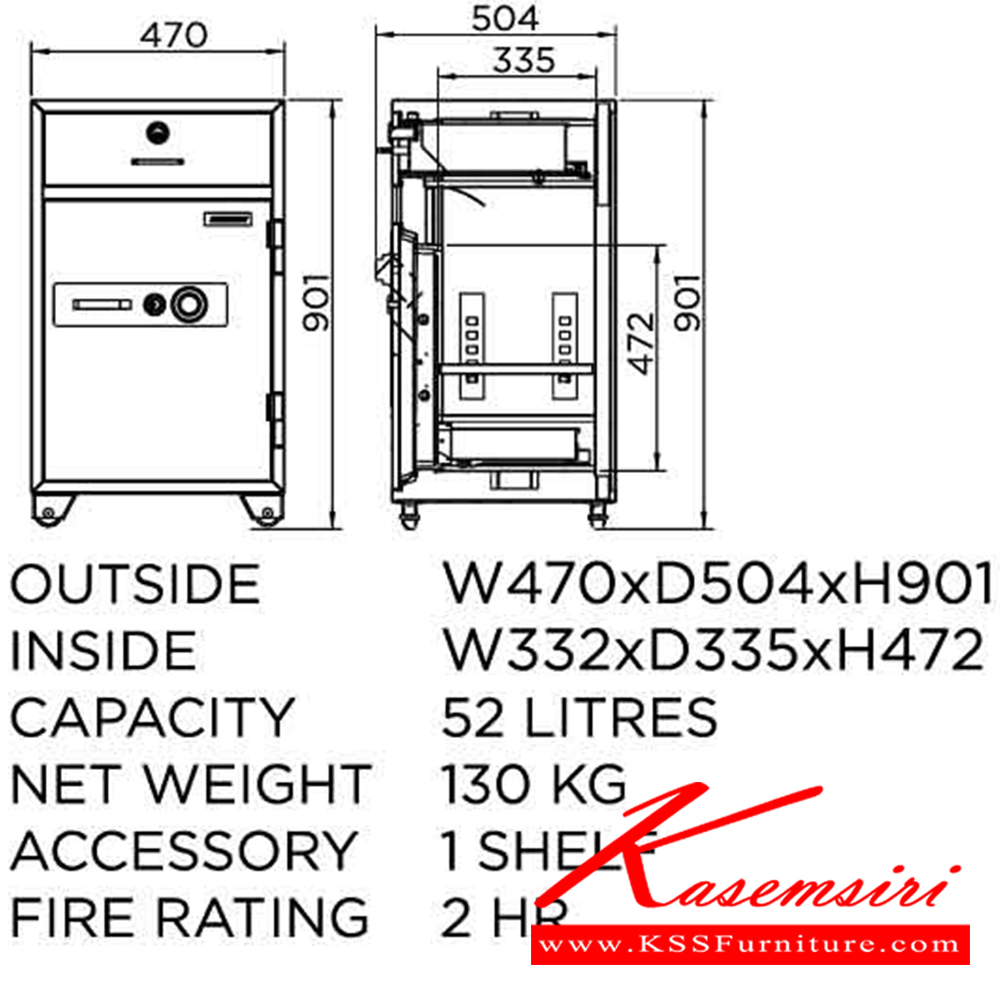 57035::ND100::ตู้นิรภัยรหัสหมุน รุ่น ND100
น้ำหนัก 130 กิโลกรัม
ขนาดภายนอก 470x504x901 มม.
ขนาดภายใน 332x335x472 มม.