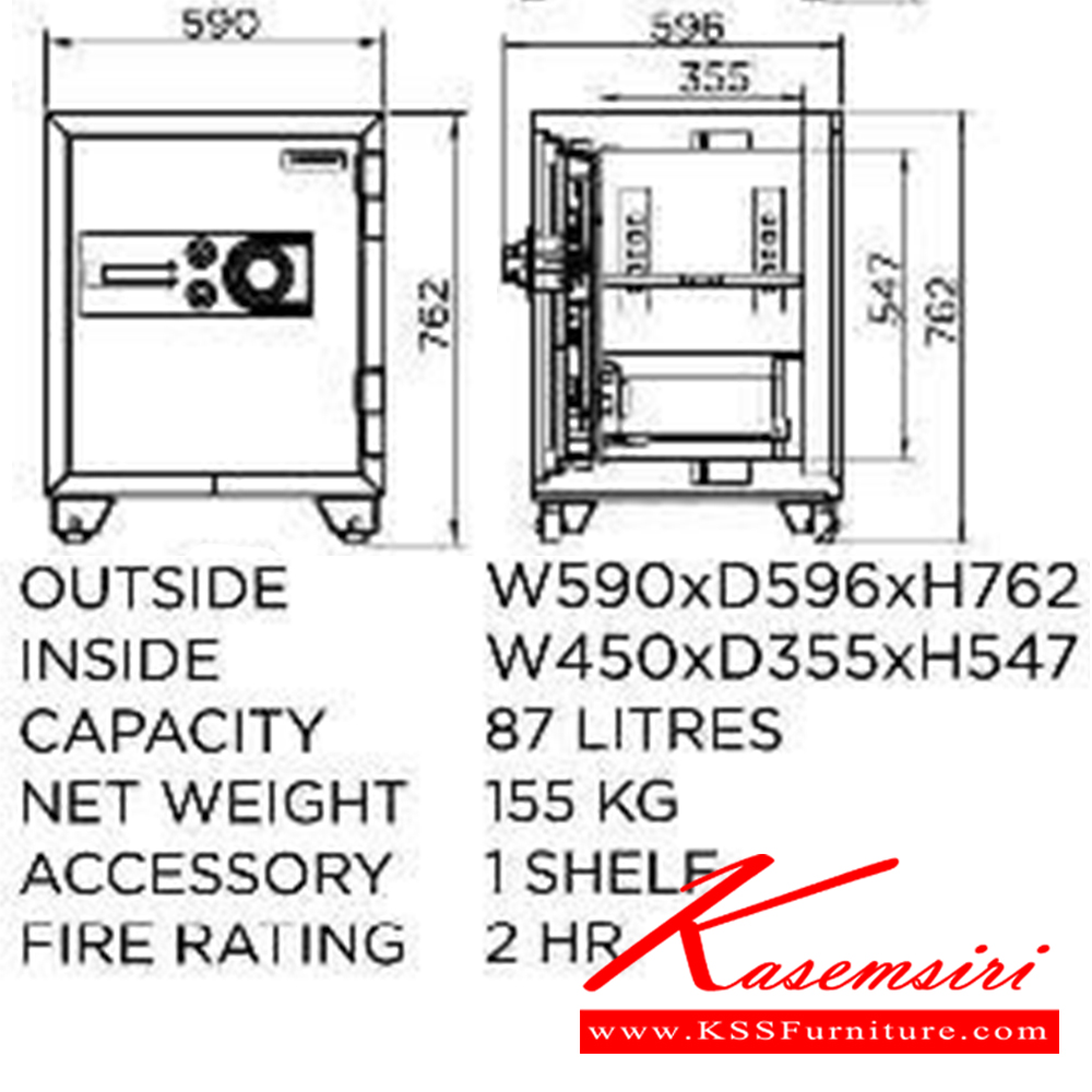 58039::SB30::ตู้นิรภัยรหัสหมุน รุ่น SB30 น้ำหนัก 155 กิโลกรัม ขนาดภายนอก 590x596x762 มม. ขนาดภายใน 450x355x547 มม. เพรสซิเด้นท์ ตู้เซฟ