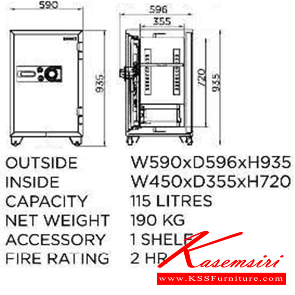 05057::SB40D::ตู้นิรภัยรหัสดิจิตอล รุ่น SB40D น้ำหนัก 190 กิโลกรัม ขนาดภายนอก 590x596x935 มม. ขนาดภายใน 450x355x720 มม. เพรสซิเด้นท์ ตู้เซฟ