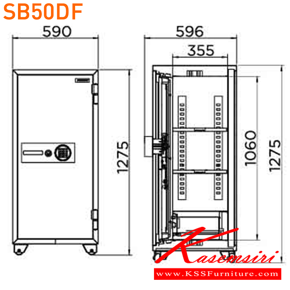 57005::SB50DF::ตู้นิรภัยรหัสดิจิตอล แสกนนิ้วมือ 5 กลอน รุ่น SB50DF น้ำหนัก 250 กิโลกรัม ขนาดภายนอก 590x596x1275 มม. ขนาดภายใน 450x355x1060 มม. เพรสซิเด้นท์ ตู้เซฟ