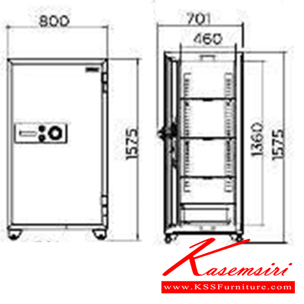 88066::SB80D::ตู้นิรภัยดิจิตอล รุ่น SB80D
น้ำหนัก 460 กิโลกรัม
ขนาดภายนอก 800x701x1575 มม.
ขนาดภายใน 660x460x1360 มม.