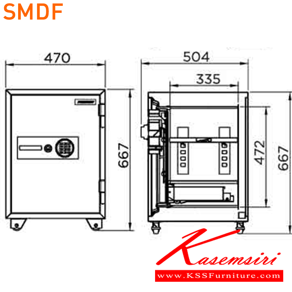 73077::SMDF::ตู้นิรภัยรหัสดิจิตอล แสกนนิ้วมือ 2 กลอน รุ่น SMDF น้ำหนัก 105 กิโลกรัม ขนาดภายนอก 470x504x667 มม. ขนาดภายใน 332x335x472 มม. เพรสซิเด้นท์ ตู้เซฟ