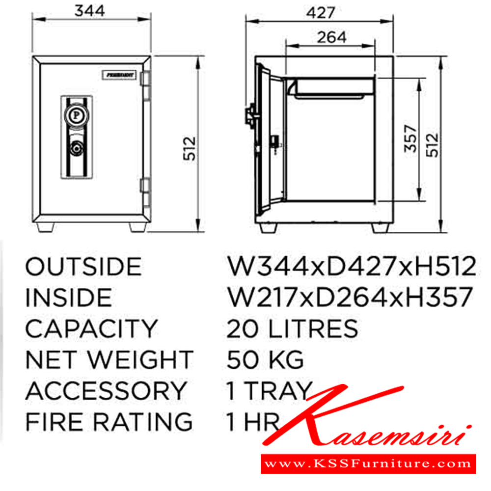 80022::SS2D,SS2DOV::ตู้นิรภัยดิจิตอลจอ รุ่น SS2D,SS2DOV(มีกุญแจมาสเตอร์)
น้ำหนัก 50 กิโลกรัม
ขนาดภายนอก 344x440x512 มม.
ขนาดภายใน 217x264x357 มม. ตู้เซฟ เพรสซิเด้นท์