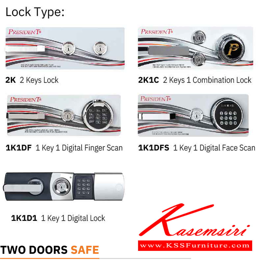 49077::STD150::ตู้นิรภัย ตู้เซฟ รุ่น STD150 น้ำหนัก 550 กิโลกรัม ขนาดภายนอก 1042x690x1575 มม. ขนาดภายใน 900x440x1360 มม. เลือกได้6สี(MG1,MG Two Tones,BK,DI,GT5,GO) เพรสซิเด้นท์ ตู้เซฟ