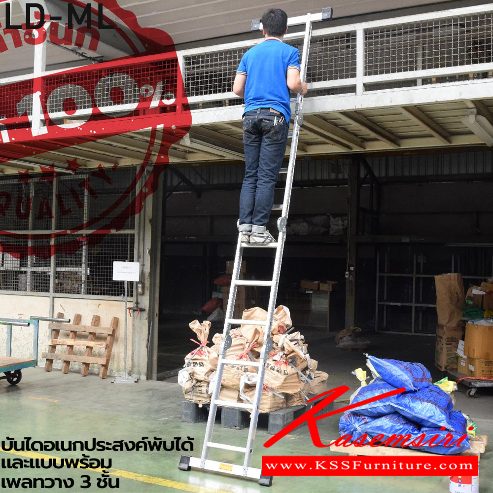 74014::LD-ML::บันไดอเนกประสงค์พับได้และแบบพร้อมเพลทวาง3ชั้น
LD-ML08(8ขั้น),LD-ML12(12ขั้น),LD-ML16(16ขั้น),LD-ML20(20ขั้น) และ LD-MLP12(12ขั้น),LD-ML16P(16ขั้น),LD-ML20P(20ขั้น) ลักษณะ A รับน้ำหนัก 150 กก. ลักษณะ I รับน้ำหนัก 120 กก. 
บันไดอลูมิเนียม ซันกิ