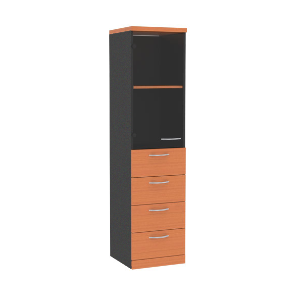 43018::SCM-443::A Sure cabinet with upper swing glass door and lower 4 drawers. Dimension (WxDxH) cm : 40x40x160