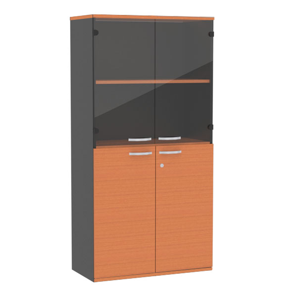 41004::SCM-813::A Sure cabinet with upper double swing glass doors and lower double swing doors. Dimension (WxDxH) cm : 80x40x160