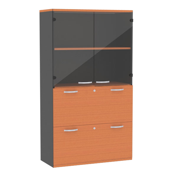 18063::SCM-953::A Sure cabinet with upper double swing glass doors and 2 lower drawers. Dimension (WxDxH) cm : 90x40x160