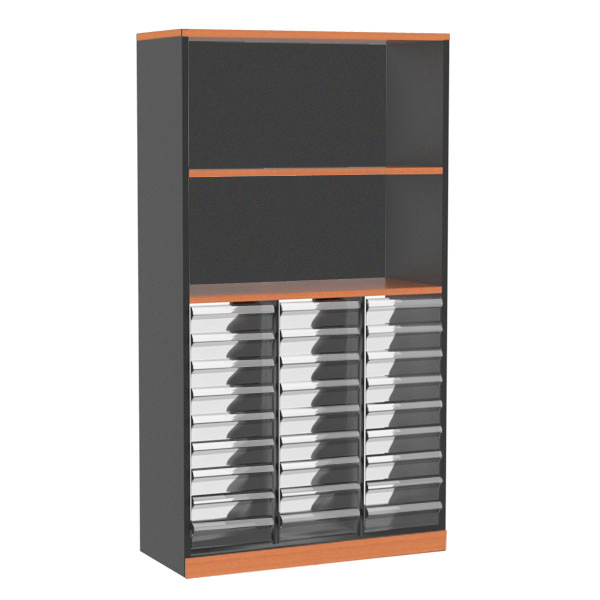 84073::SCM-960::A Sure cabinet with upper open shelves and lower drawers. Dimension (WxDxH) cm : 85x40x160