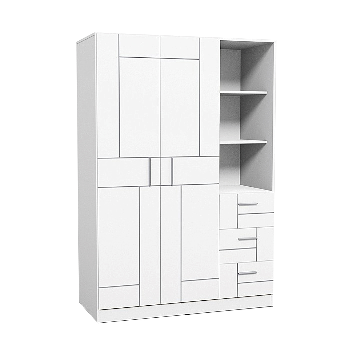 48033::XHB-745::A Sure wardrobe with 4 swing glass doors and 2 drawers. Dimension (WxDxH) cm : 163.8x62x220. Available in Oak SURE Wardrobes SURE Wardrobes SURE Wardrobes SURE Wardrobes