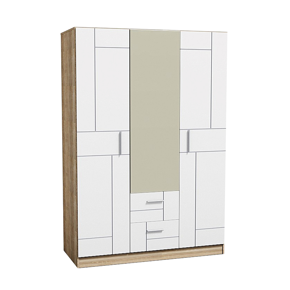 36027::XHB-745::A Sure wardrobe with 4 swing glass doors and 2 drawers. Dimension (WxDxH) cm : 163.8x62x220. Available in Oak SURE Wardrobes SURE Wardrobes SURE Wardrobes SURE Wardrobes SURE Wardrobes SURE Wardrobes SURE Wardrobes