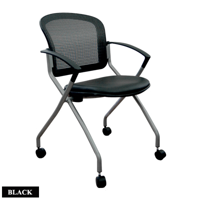 55058::CC-130::A Sure office chair with mesh fabric backrest and PU leather seat. Dimension (WxDxH) cm : 55x58x79.5. Available in Black