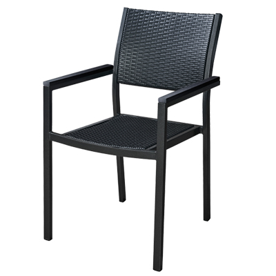 30026::FRC-200A::เก้าอี้ หวายเทียม รุ่น CROW ขนาด ก565xล585xส870 มม. สีดำ เมีเท้าแขน เก้าอี้อาหาร outdoor SURE