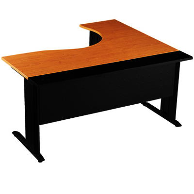 62054::JDK-16148-L::A Sure melamine office table. Dimension (WxDxH) cm : 160x140x75. Available in Beech-Black and Cherry-Black