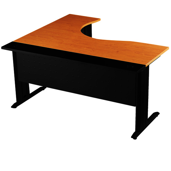 06095::JDK-16148-R::A Sure melamine office table. Dimension (WxDxH) cm : 160x140x75. Available in Beech-Black and Cherry-Black