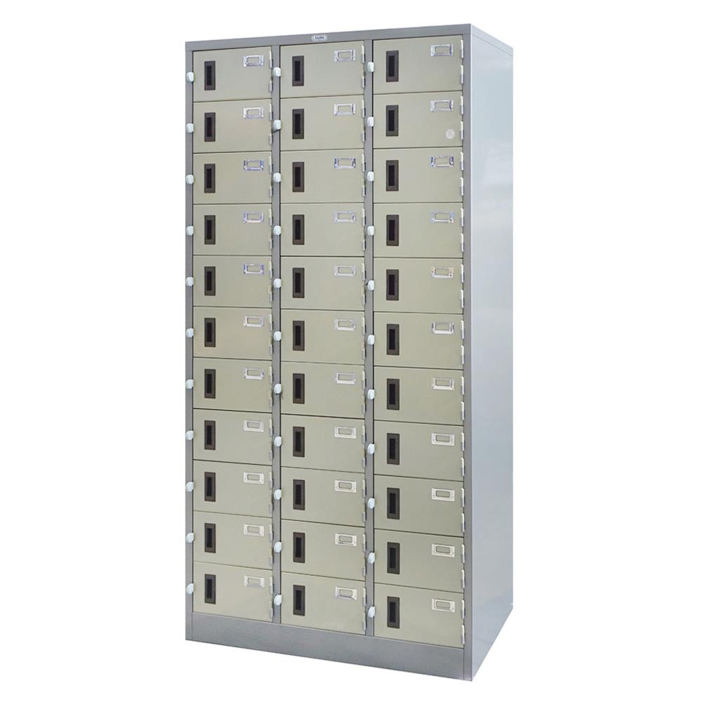 24045::LK-033::A Sure steel locker with 33 doors. Dimension (WxDxH) cm : 91.4x45.7x182.9. Available in Cream and Grey Metal Lockers