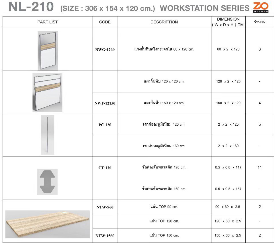 73005::NL-210::ชุดโต๊ะทำงาน 2 ที่นั่ง โล่ง ขนาด ก3060xล1540xส1200 มม. ขาโต๊ะปุ่มปรับระดับได้ ท๊อปปิดผิวเมลามีนลายไม้ธรรมชาติ ชัวร์ ชุดโต๊ะทำงาน