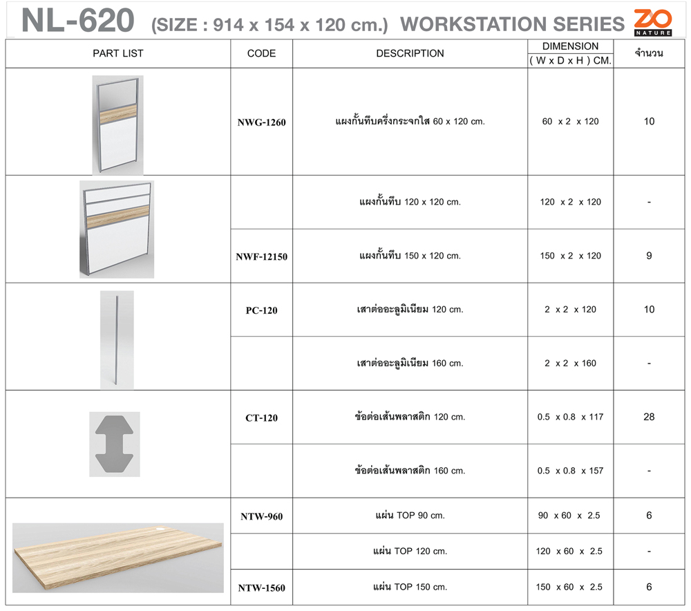 11070::NL-620::ชุดโต๊ะทำงาน 6 ที่นั่ง โต๊ะตัวแอล ขนาด ก9140xล1540xส1200 มม. ท๊อปปิดผิวเมลามีนลายไม้ธรรมชาติ ชัวร์ ชุดโต๊ะทำงาน