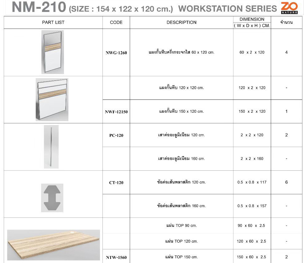 88021::NM-210::ชุดโต๊ะทำงาน 2 ที่นั่ง แบบตรงข้ามโล่ง ขนาด ก1540xล1220xส1200 มม. ขาโต๊ะปุ่มปรับระดับได้ ท๊อปปิดผิวเมลามีนลายไม้ธรรมชาติ ชัวร์ ชุดโต๊ะทำงาน