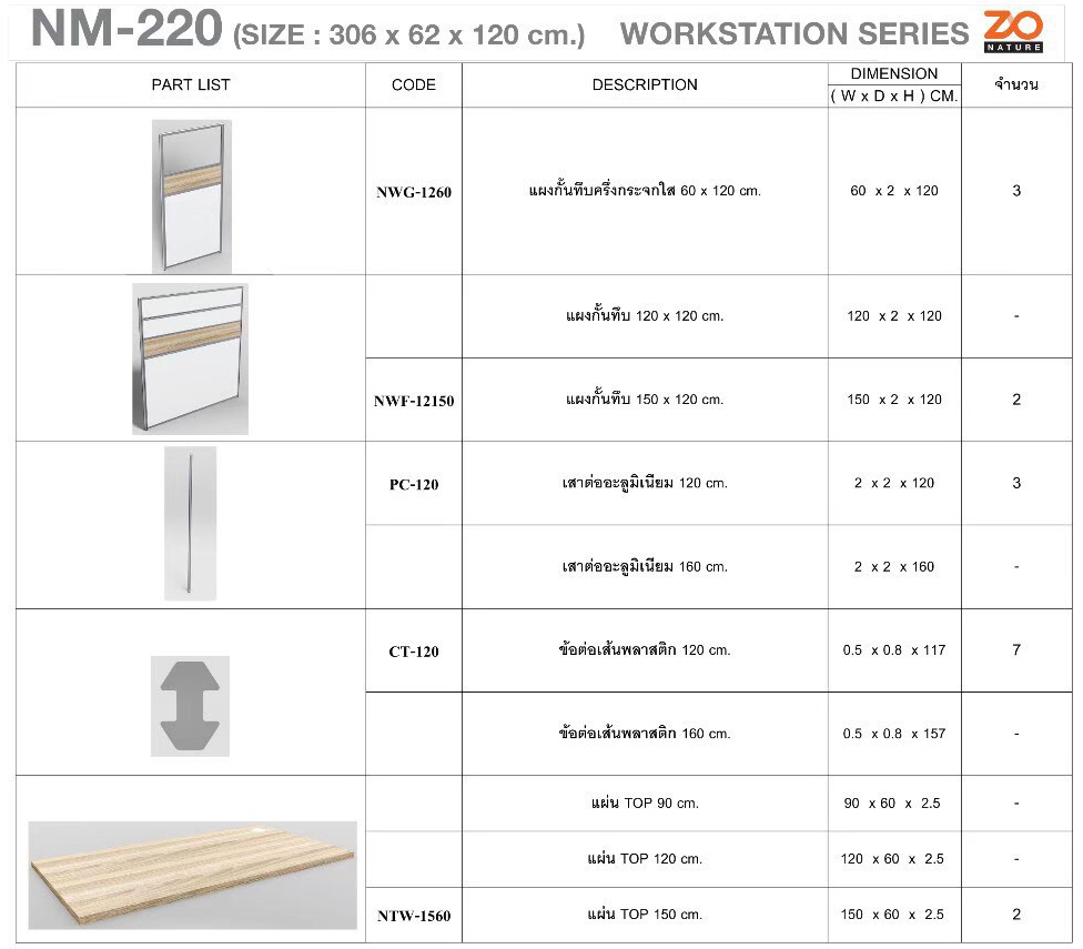 37046::NM-220::ชุดโต๊ะทำงาน 2 ที่นั่ง แบบตรงโล่ง ขนาด ก3060xล620xส1200 มม. ขาโต๊ะปุ่มปรับระดับได้ ท๊อปปิดผิวเมลามีนลายไม้ธรรมชาติ ชัวร์ ชุดโต๊ะทำงาน