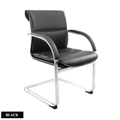 76057::PARAGON-03::A Sure guest chair with PU leather seat. Dimension (WxDxH) cm : 59x69x89. Available in Black Row Chairs