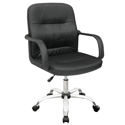 43002::PL-143::เก้าอี้สำนักงาน WILBUR หนัง PVC ขนาด W 600 X D 600 X H 860-960 MM. สีดำ ชัวร์ เก้าอี้สำนักงาน
