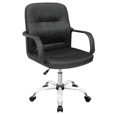 25094::PL-143::เก้าอี้สำนักงาน WILBUR หนัง PVC ขนาด W 600 X D 600 X H 860-960 MM. สีดำ ชัวร์ เก้าอี้สำนักงาน